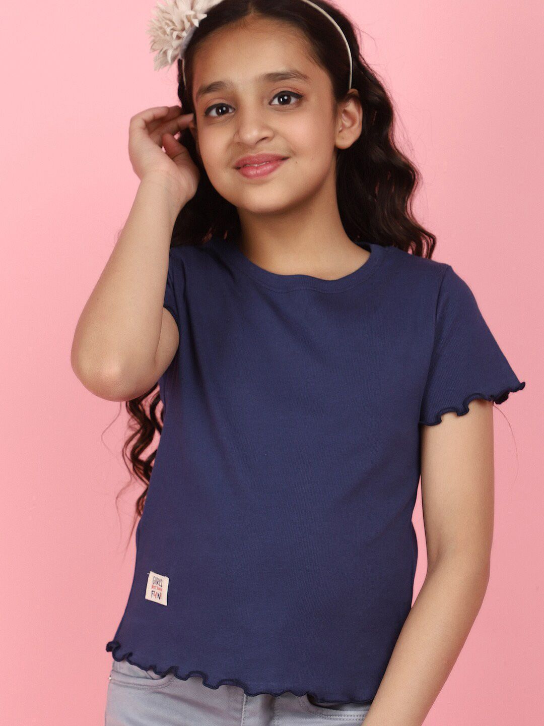 V-Mart Girls Round Neck Rib T-Shir-picture-11