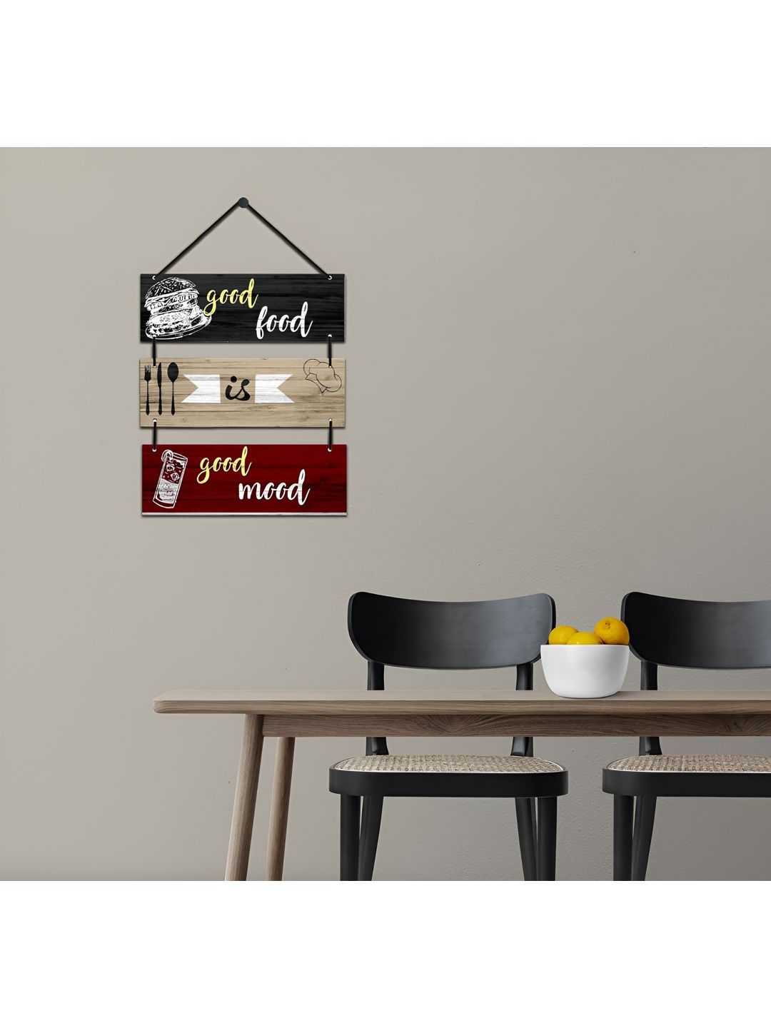 Home Delight Grey & White Printed Wooden Wall Hanging-picture-12