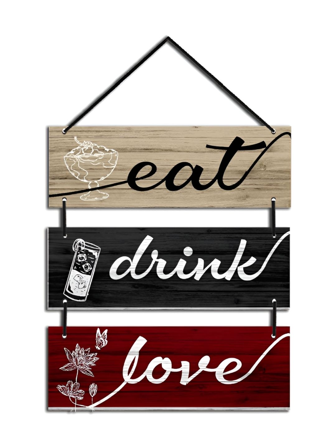 Home Delight Grey & White Printed Wooden Wall Hanging-picture-30