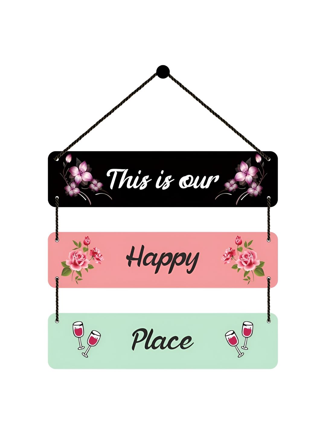 Home Delight Black & White Printed Wooden Wall Hanging-picture-28