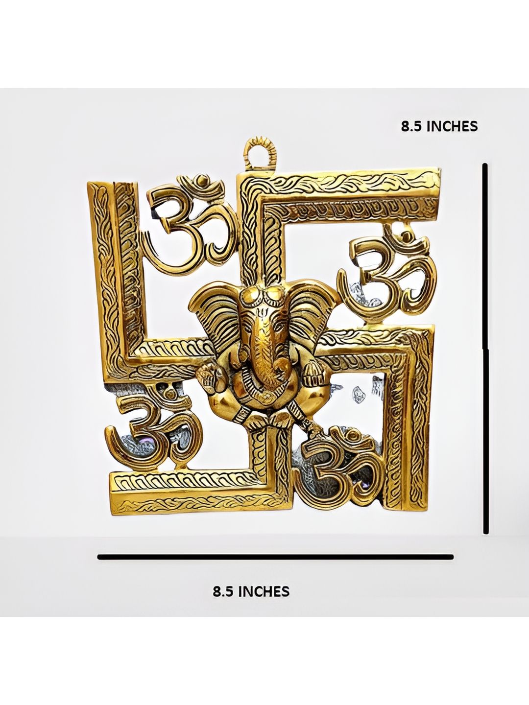 ANSHIKA INTERNATIONAL Brown Ganesha On Swastik Metal Wall Hanging-picture-15