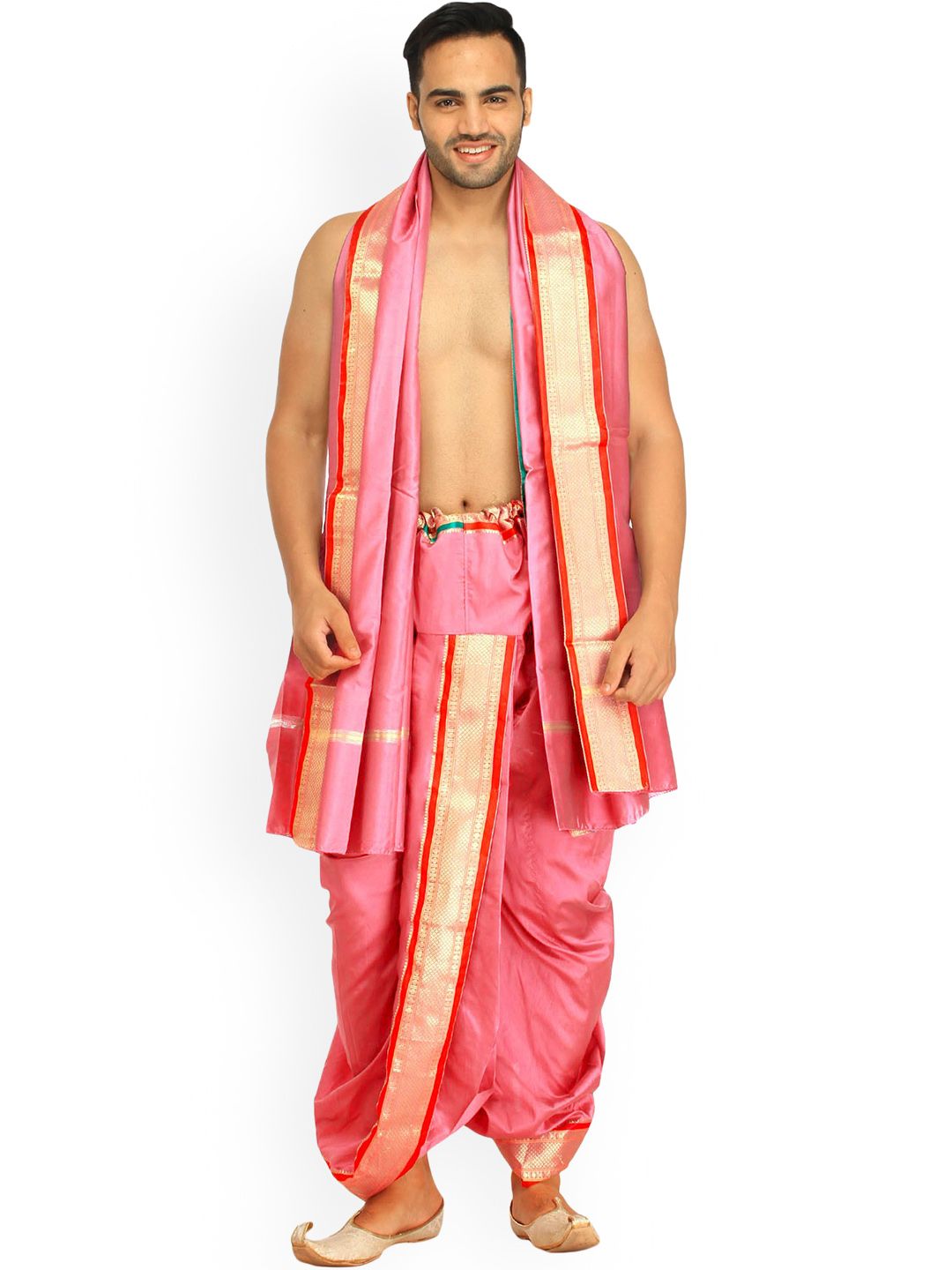 Exotic India Woven Design Art Silk Ready to Wear Dhoti Pant & Veshti-picture-58