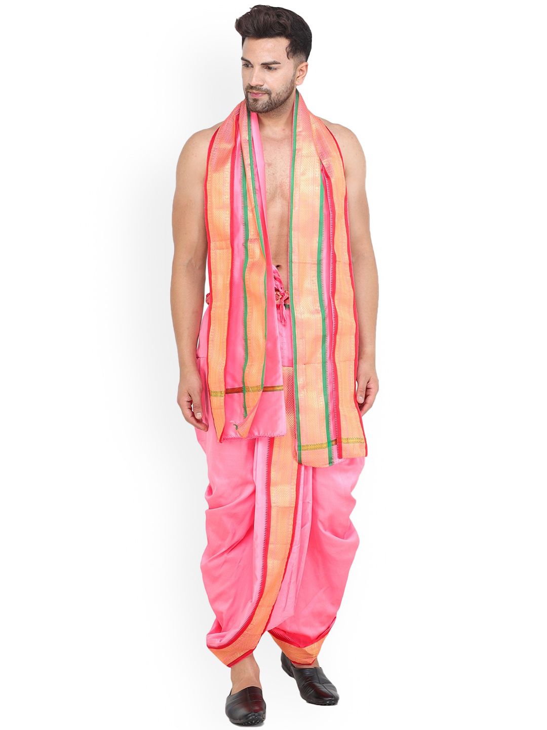 Exotic India Men Ready to Wear Dhoti With Angavastram-picture-20