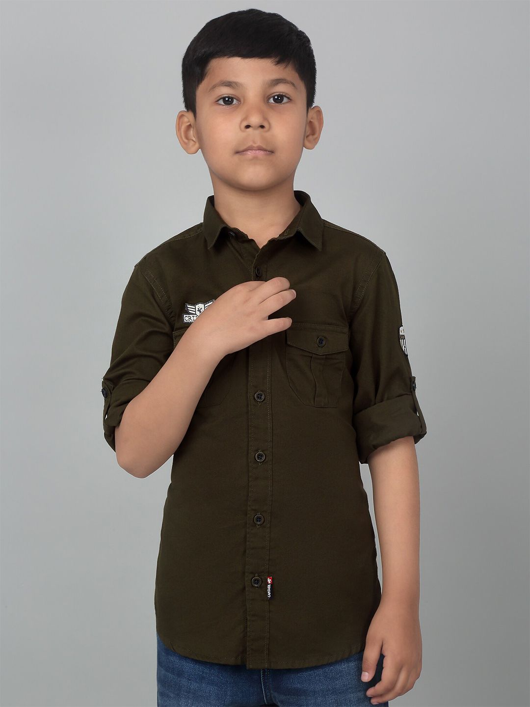Cantabil Boys Spread Collar Long Roll-Up Sleeves Casual Shirt-picture-26