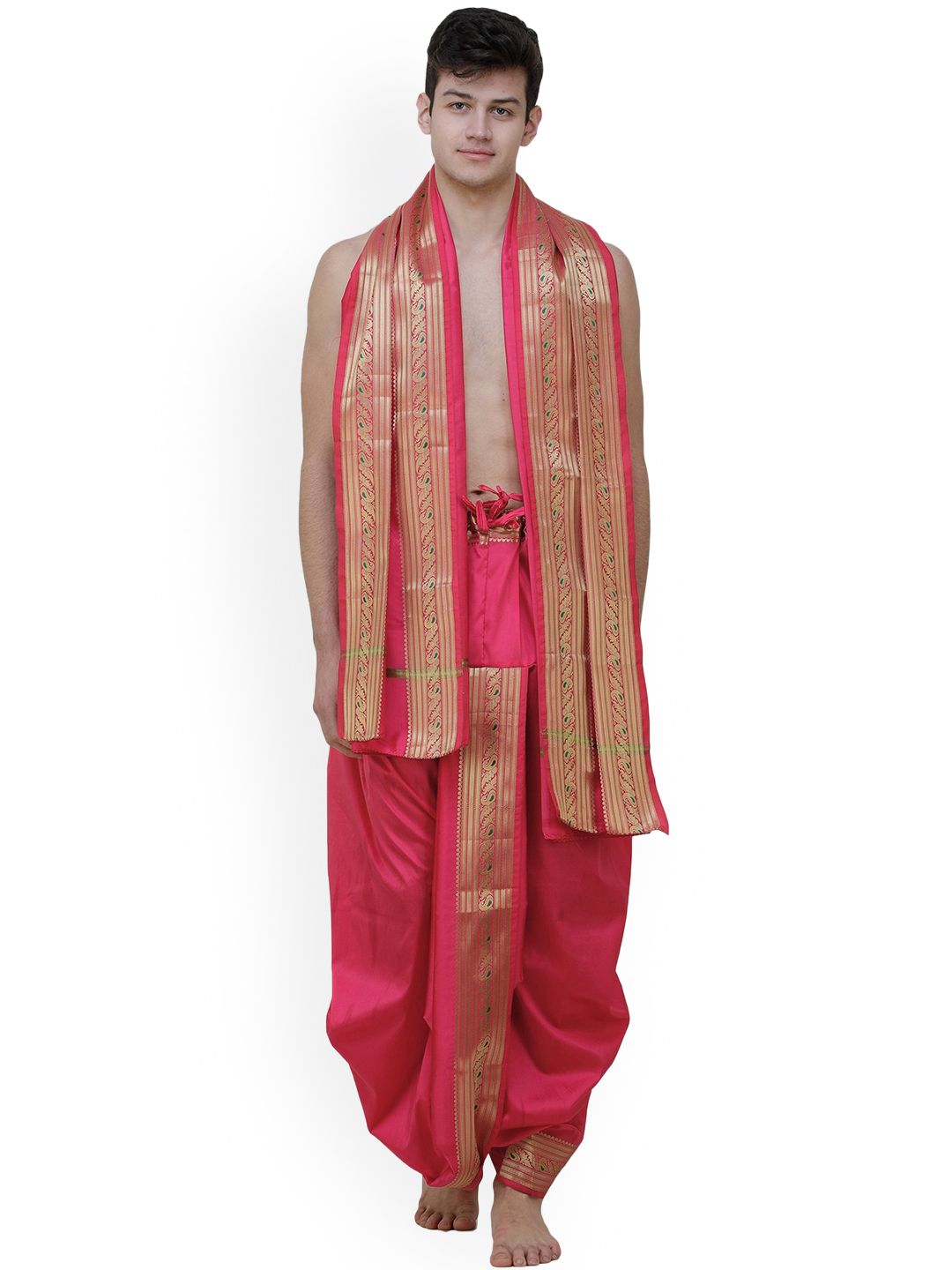 Exotic India Ready To Wear Dhoti And Angavastram Set-picture-27