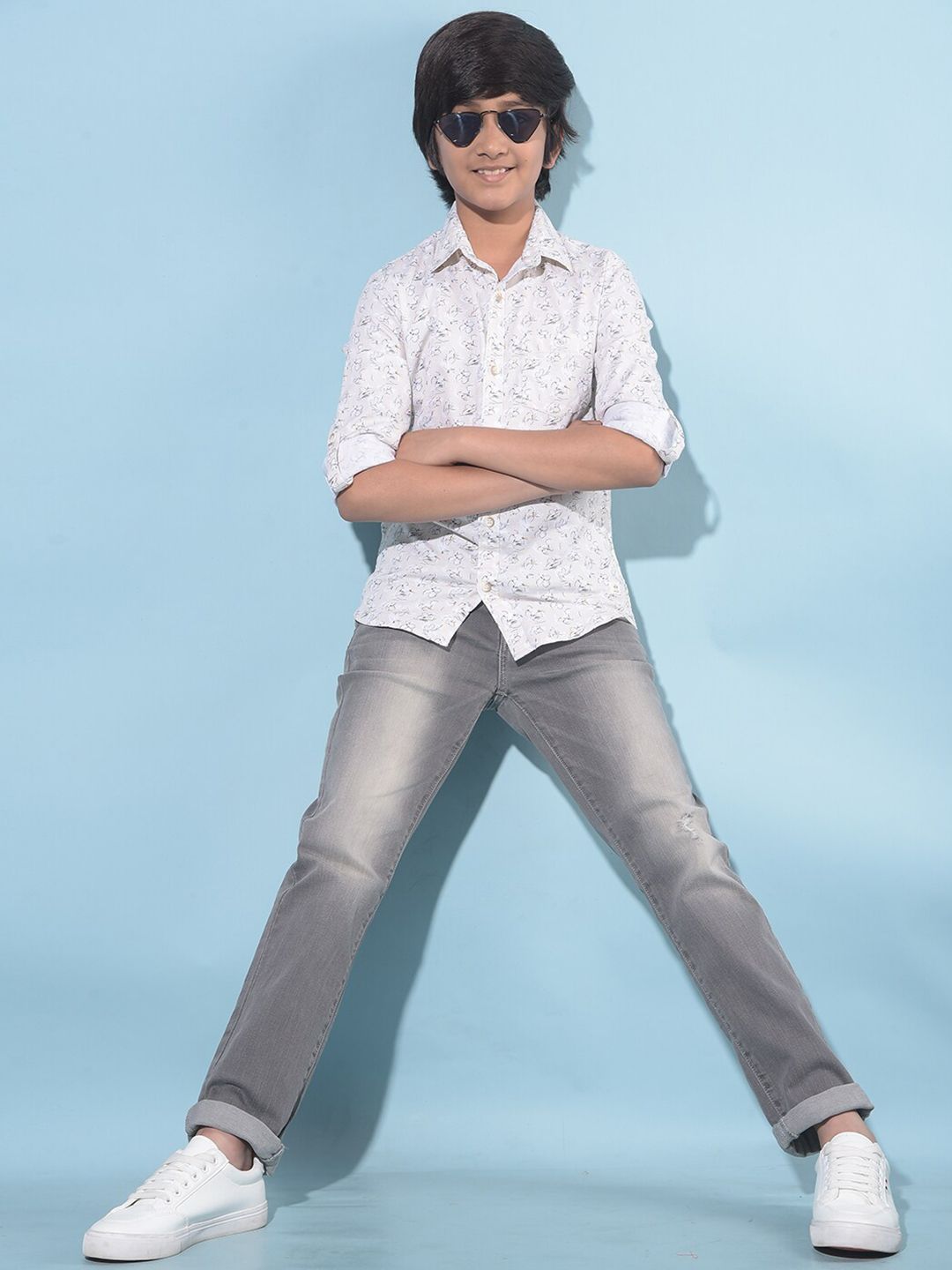 Crimsoune Club Boys Classic Slim Fit Floral Printed Pure Cotton Casual Shirt-picture-23