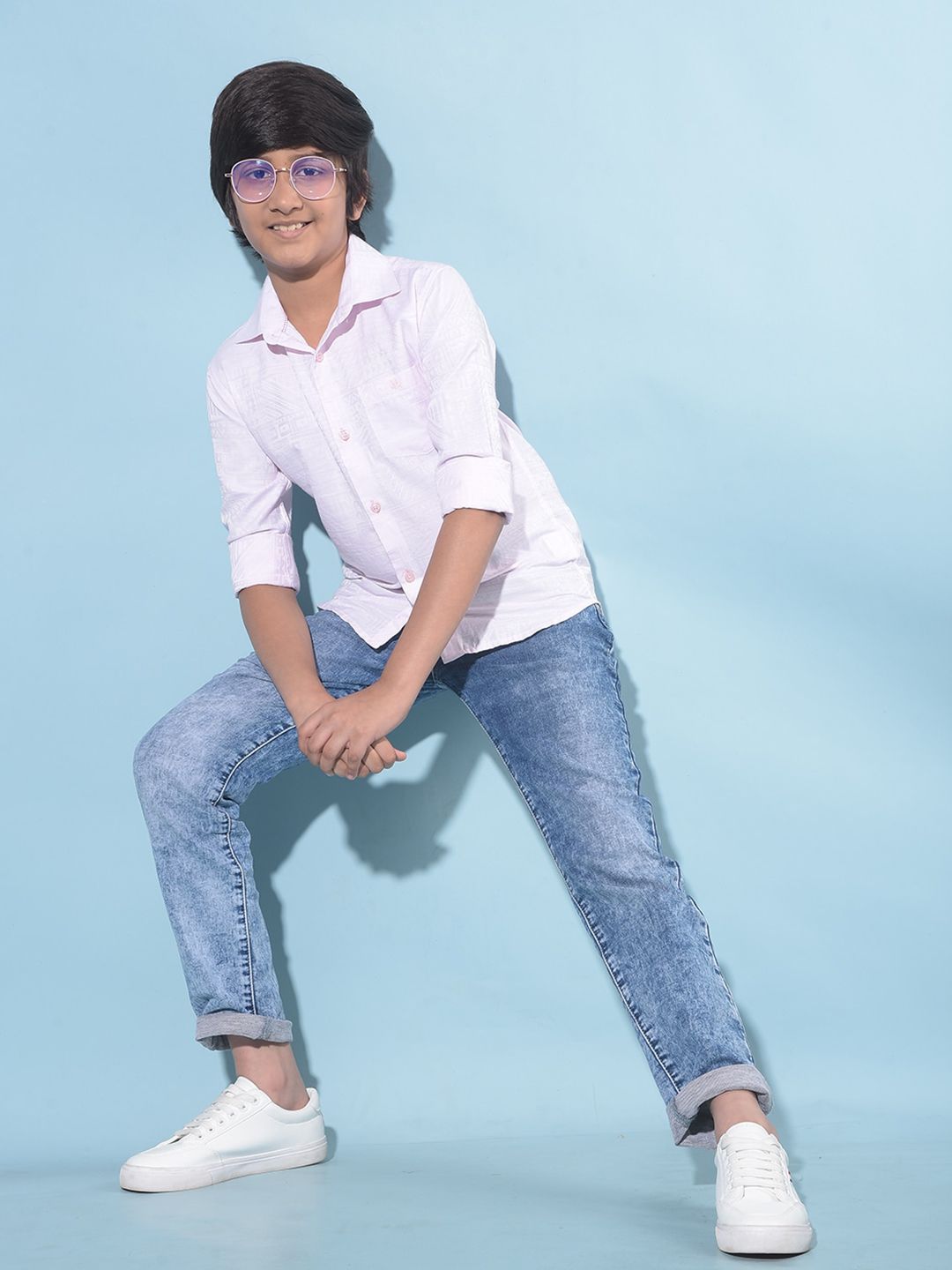 Crimsoune Club Boys Classic Slim Fit Geometric Printed Casual Shirt-picture-17