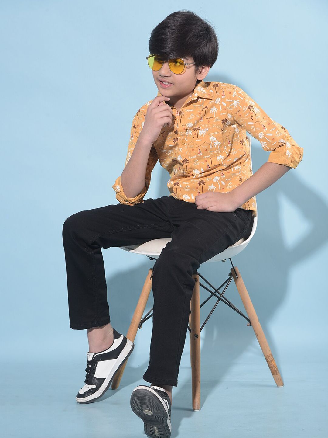 Crimsoune Club Boys Classic Slim Fit Abstract Printed Cotton Casual Shirt-picture-33