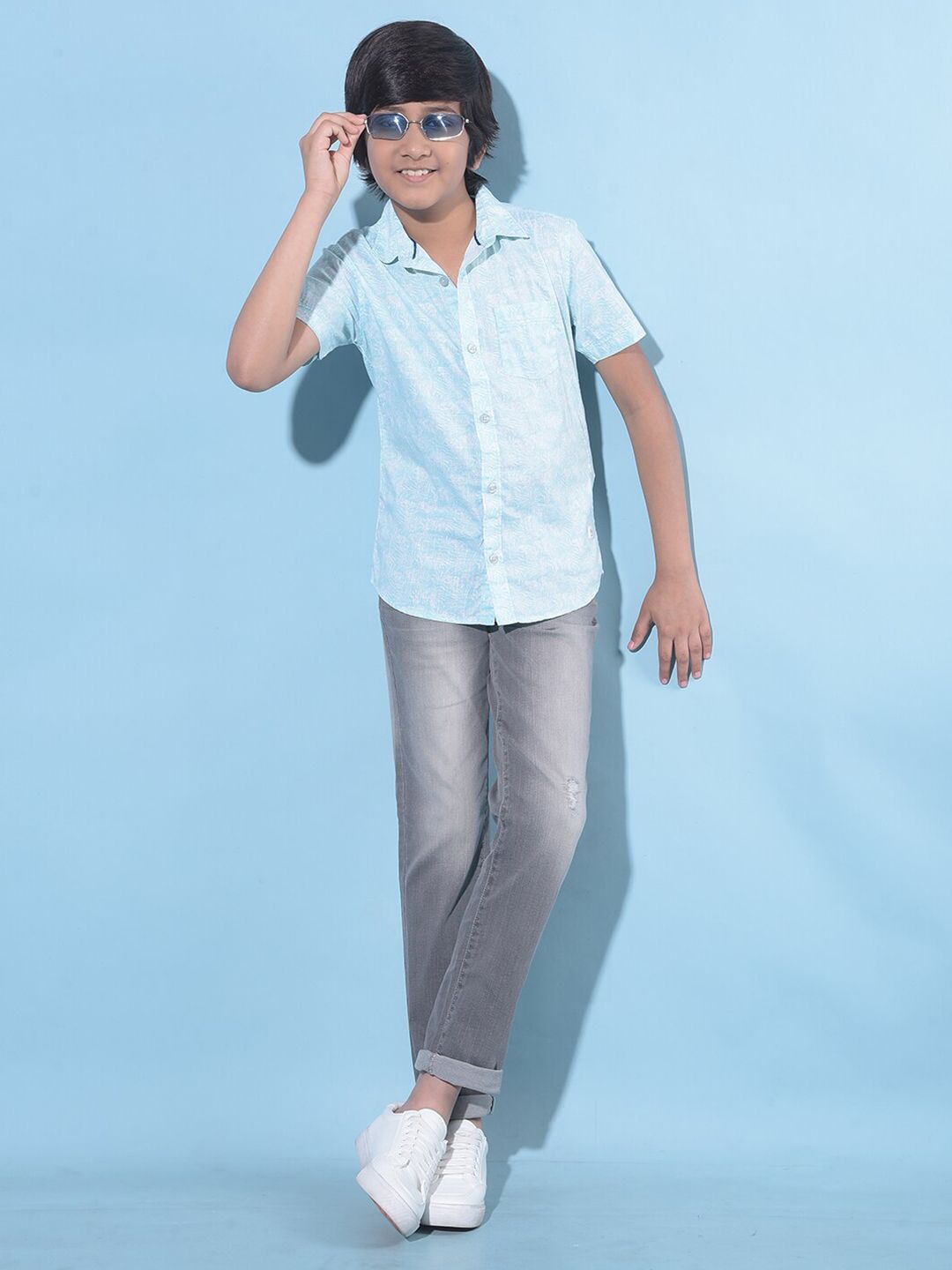 Crimsoune Club Boys Classic Abstract Printed Cotton Curved Slim Fit Casual Shirt-picture-19