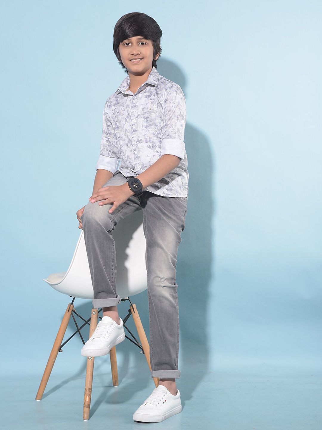 Crimsoune Club Boys Classic Slim Fit Floral Printed Cotton Casual Shirt-picture-13