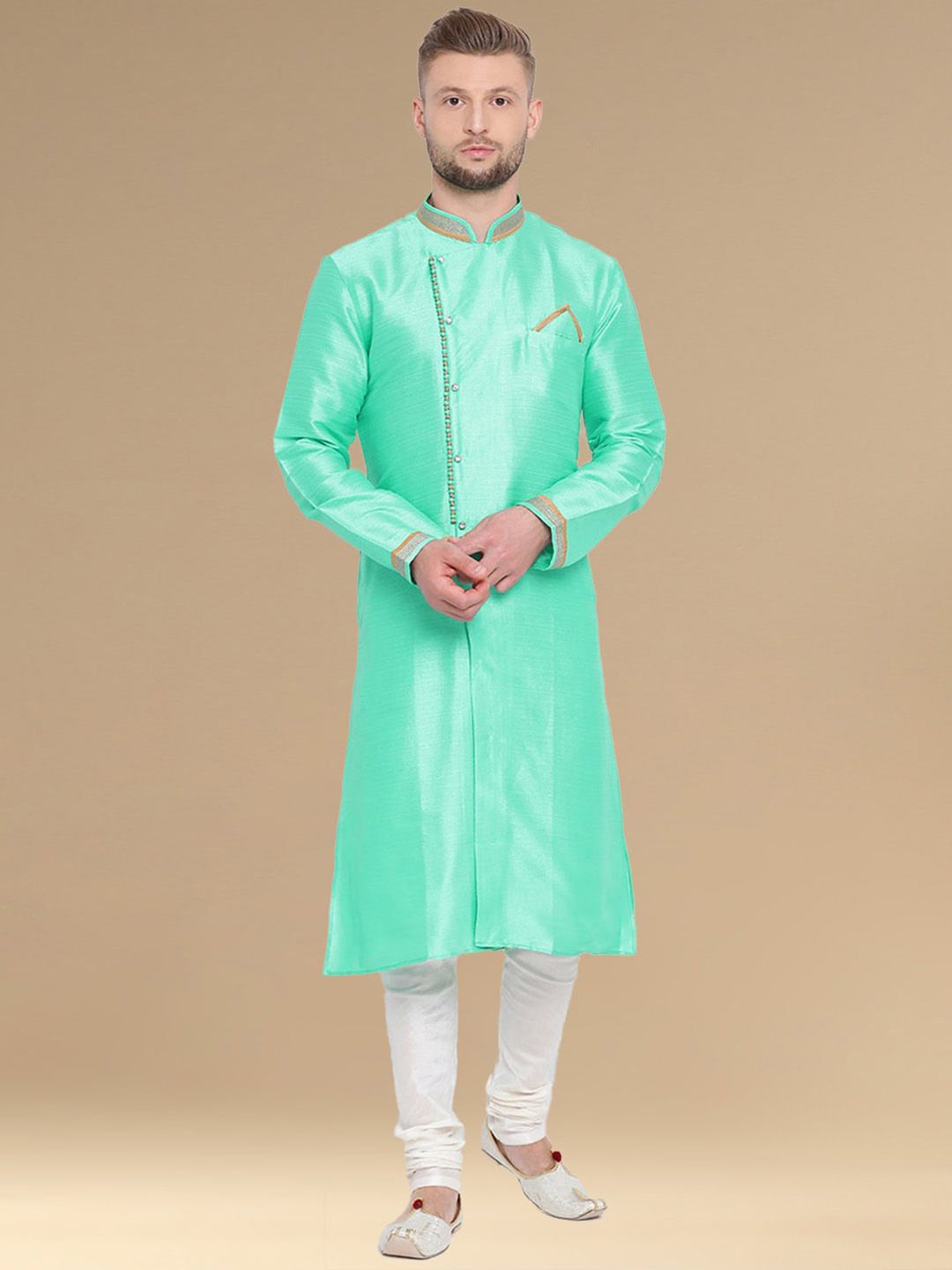 here&now x sanwara Sanwara mANDARIN cOLLAR Regular Kurta With Churidar-picture-16
