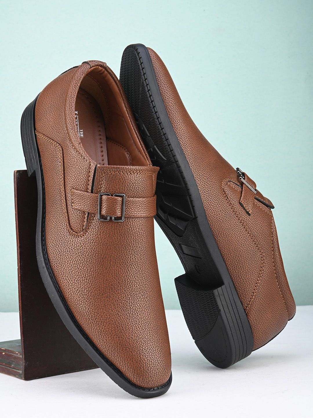 INVICTUS Men Textured Formal Monk Shoes-image-22