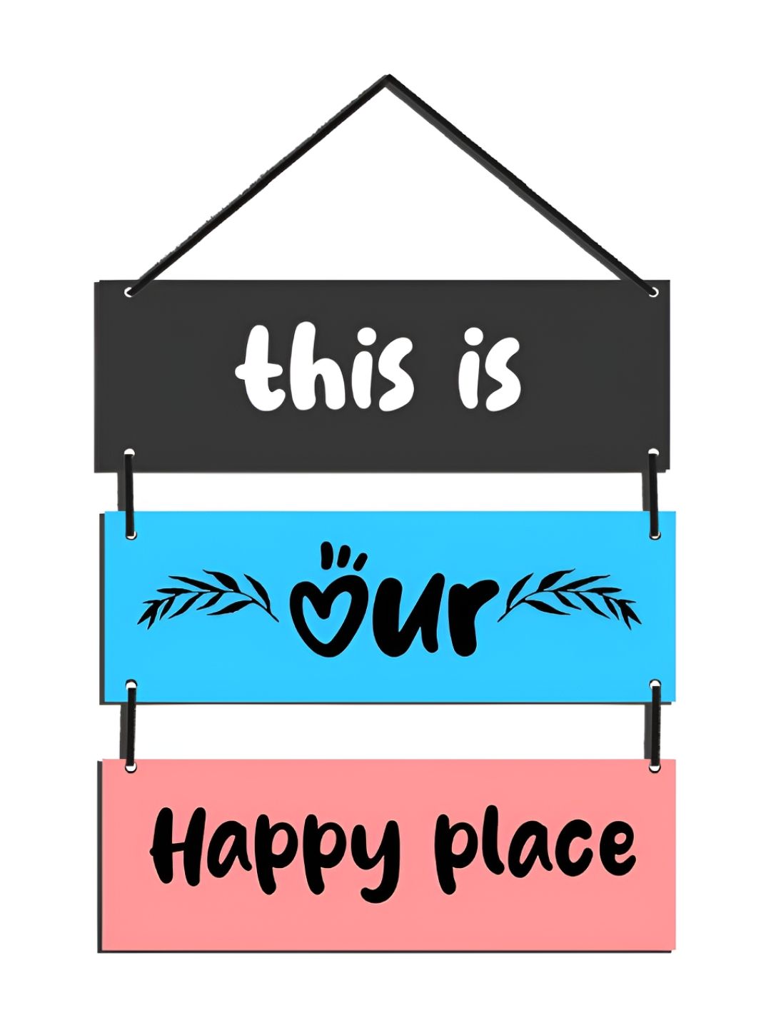 Home Delight Black & Pink This Is Our Happy Printed Hanging Wall Decor-picture-11