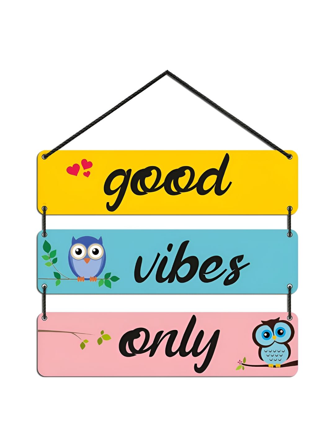 Home Delight Yellow & Pink Good Vibes Printed Wall Hanging-picture-35