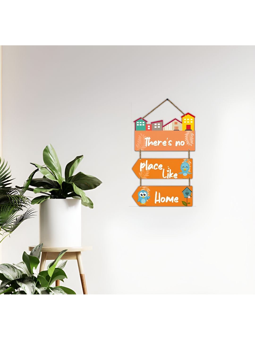 Home Delight White & Orange-Coloured Quotes Painted Wooden Wall Hanging-picture-17