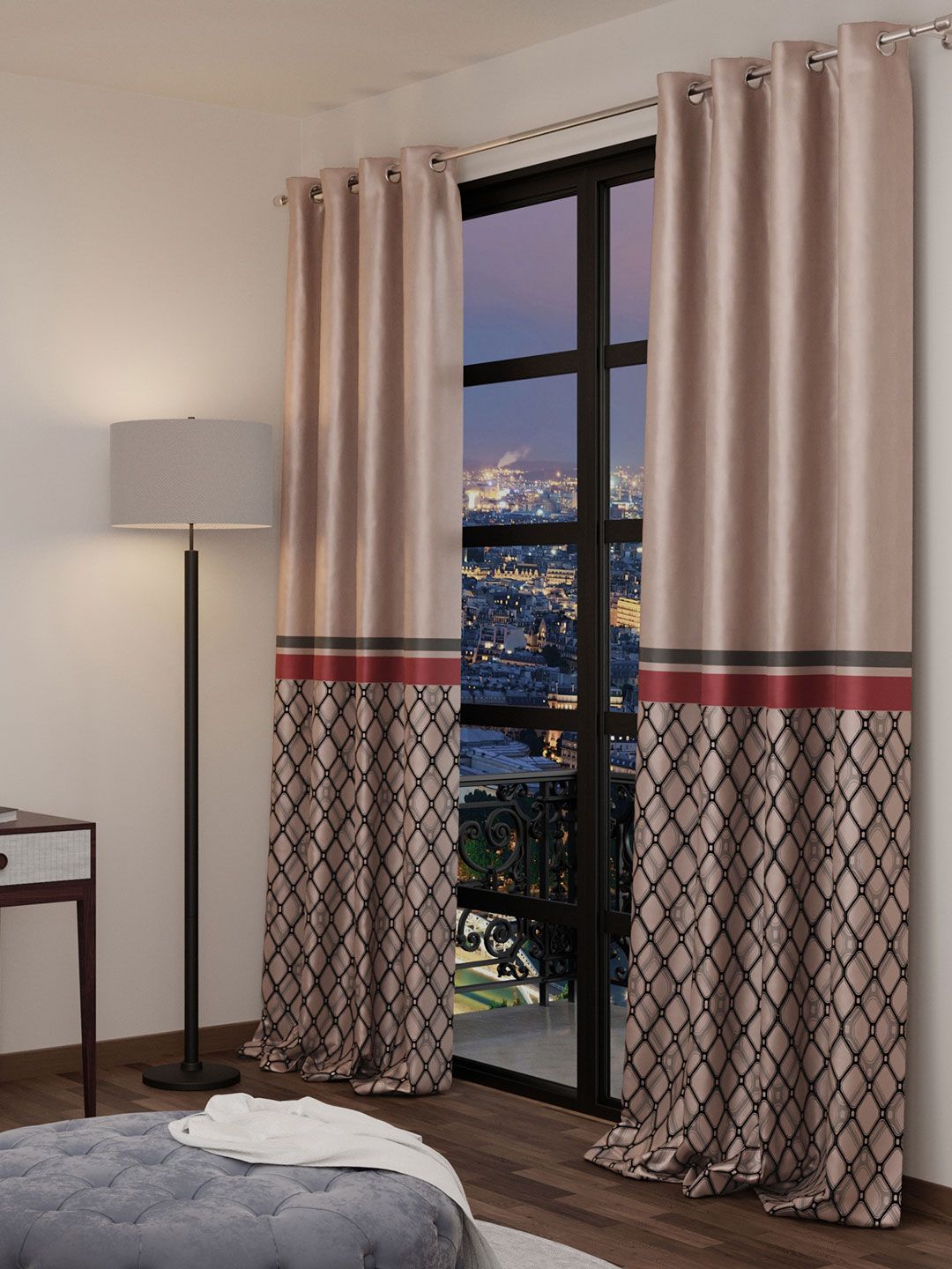 Stoa Paris Versailles Sateen Printed Noble Rose Long Door Curtain-image-48