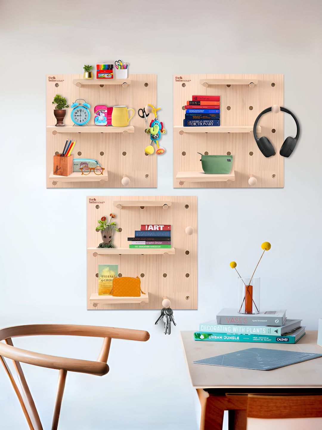 The Better Home Brown 3 Pieces Shelf Liner Wooden Organiser-image-0