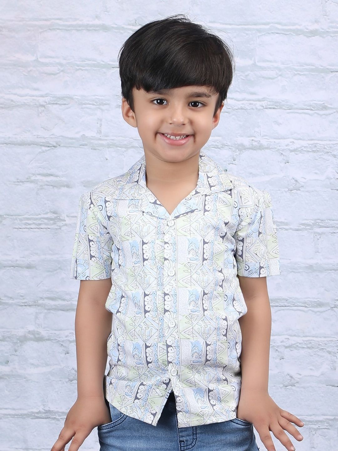 Polka Tots Boys Modern Abstract Printed Opaque Cotton Casual Shirt-picture-48