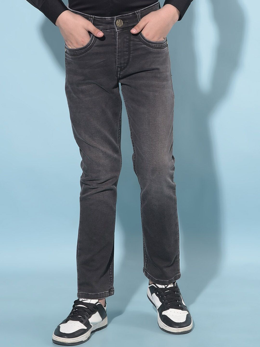 Crimsoune Club Boys Slim Fit Clean Look Light Fade Stretchable Jeans-picture-40