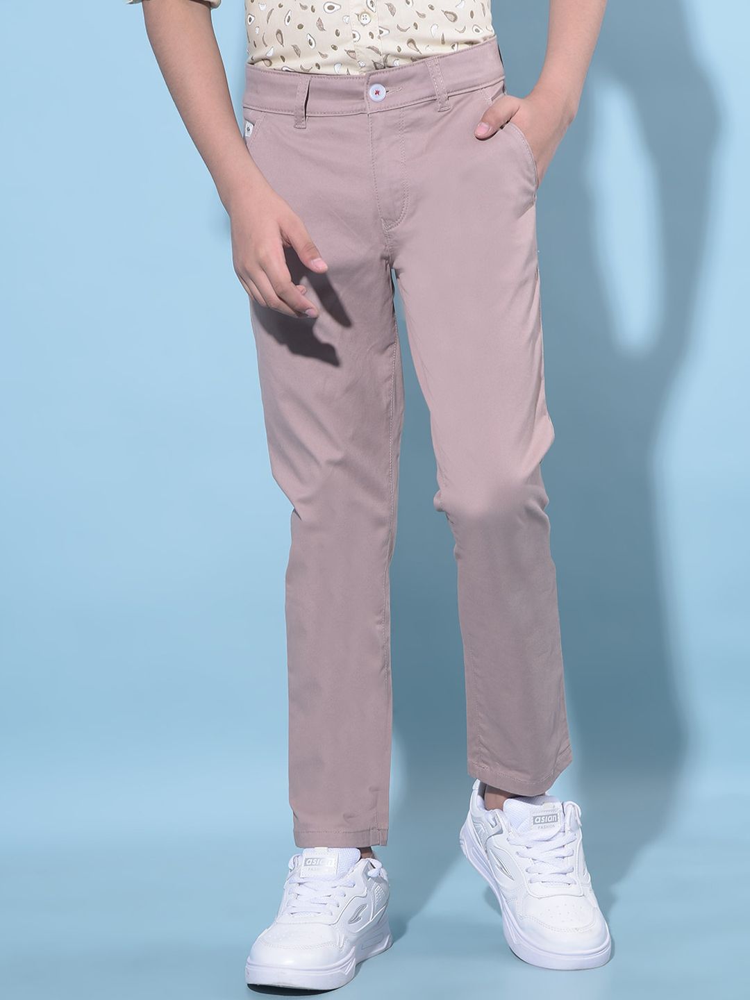 Crimsoune Club Boys Smart Mid-Rise Slim Fit Cotton Chinos Trousers