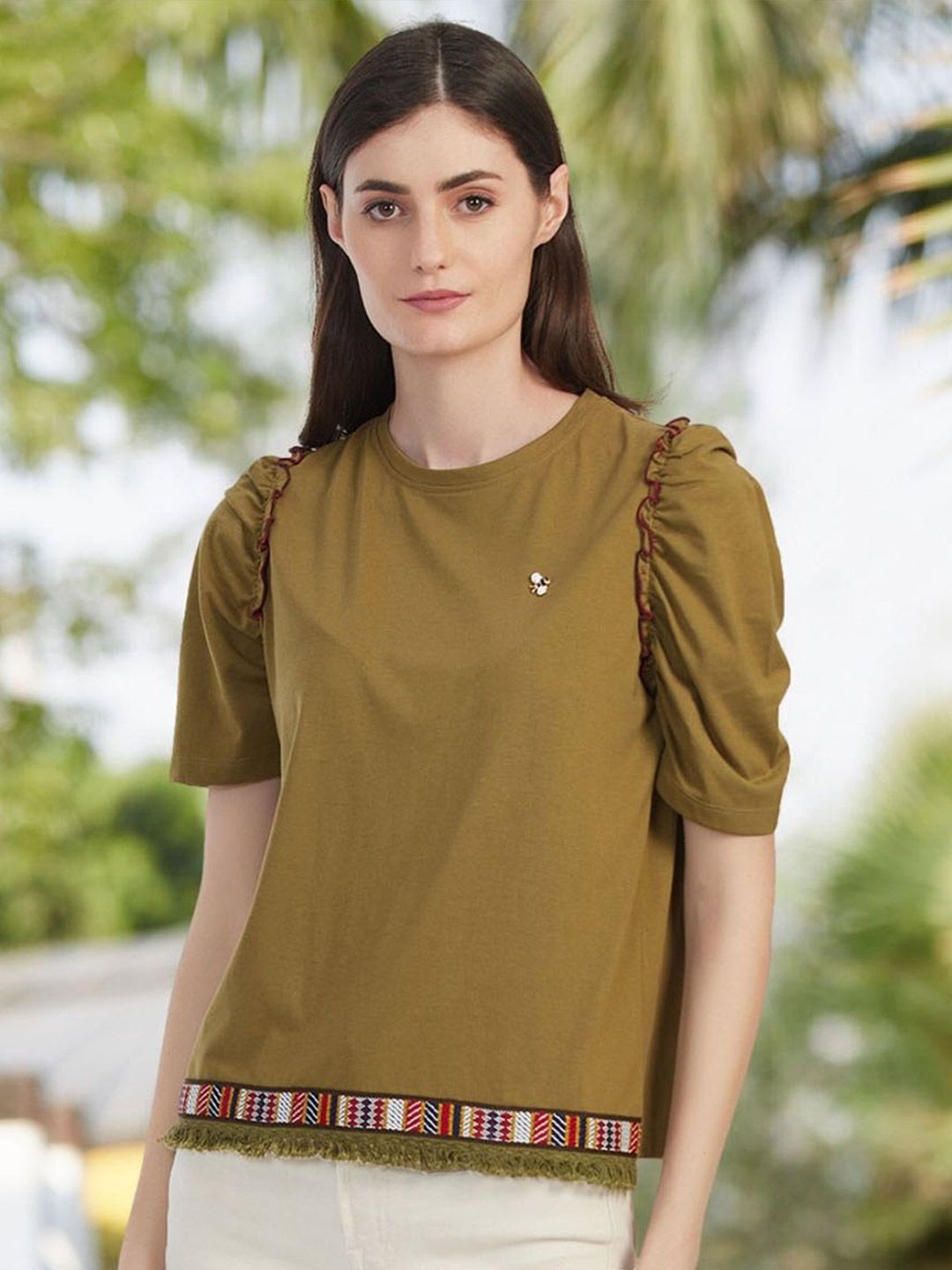 Moda Elementi Round Neck Puff Sleeves Top-picture-41