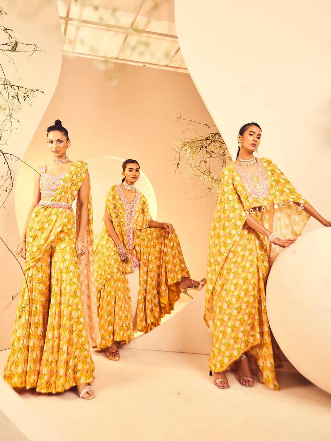 ANEESH AGARWAAL Floral Printed Ready To Wear Sharara Saree-picture-2