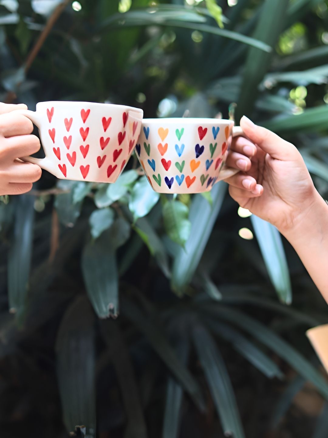 WEAVING HOMES White & Red 2 Pieces Printed Ceramic Glossy Cups 200 ml Each-image-34