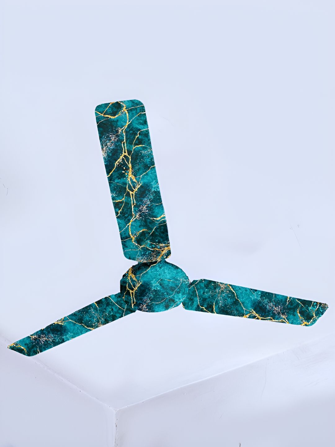 Cortina Teal Blue Printed Stretchable Ceiling Fan Blade Cover-image-16