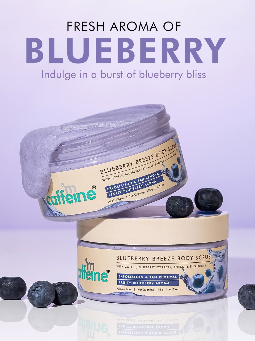 MCaffeine Blueberry Breeze Body Scrub With Apricot & Shea Butter - 175g