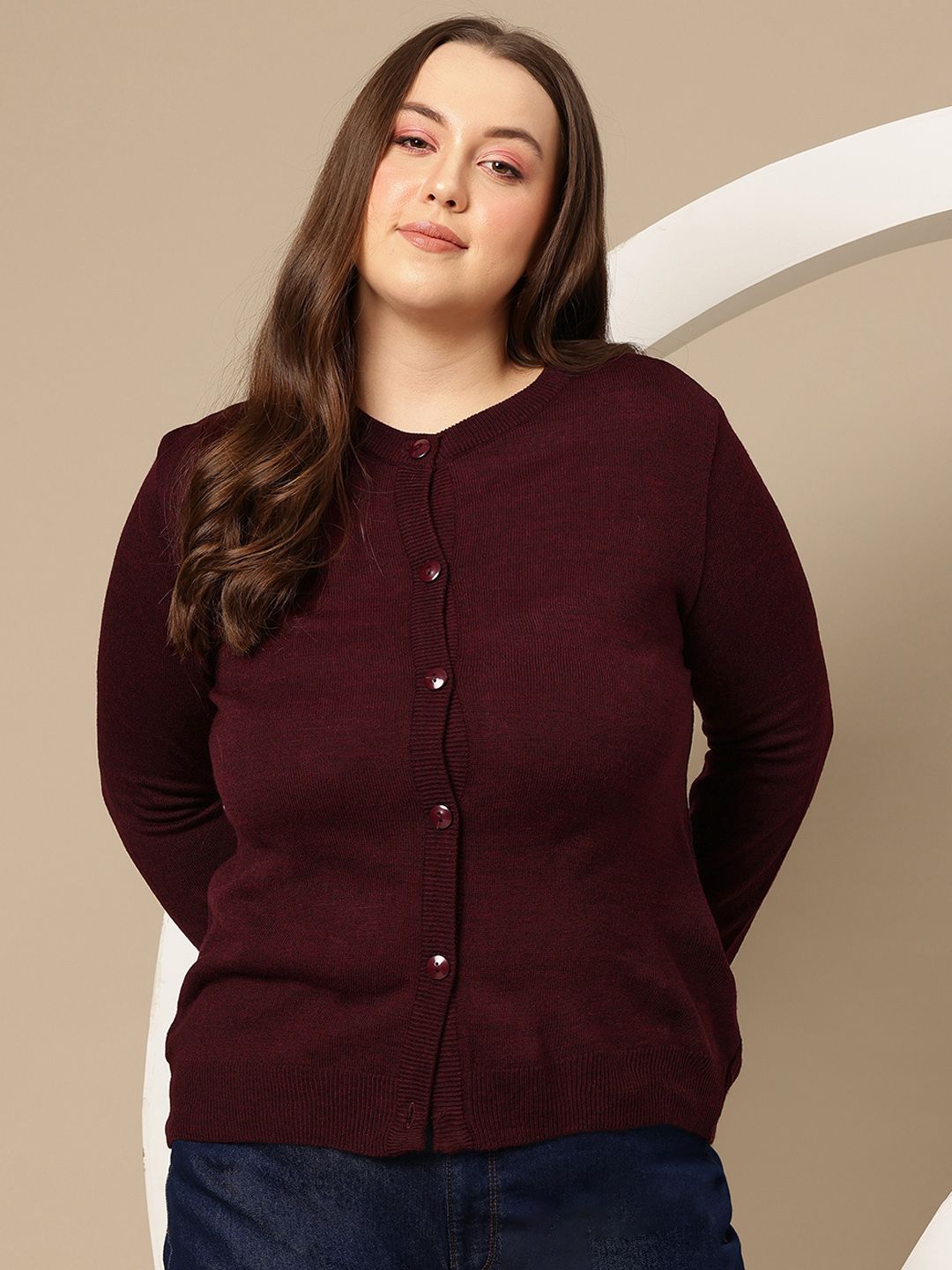 Sztori Plus Size Round Neck Cardigan-picture-12