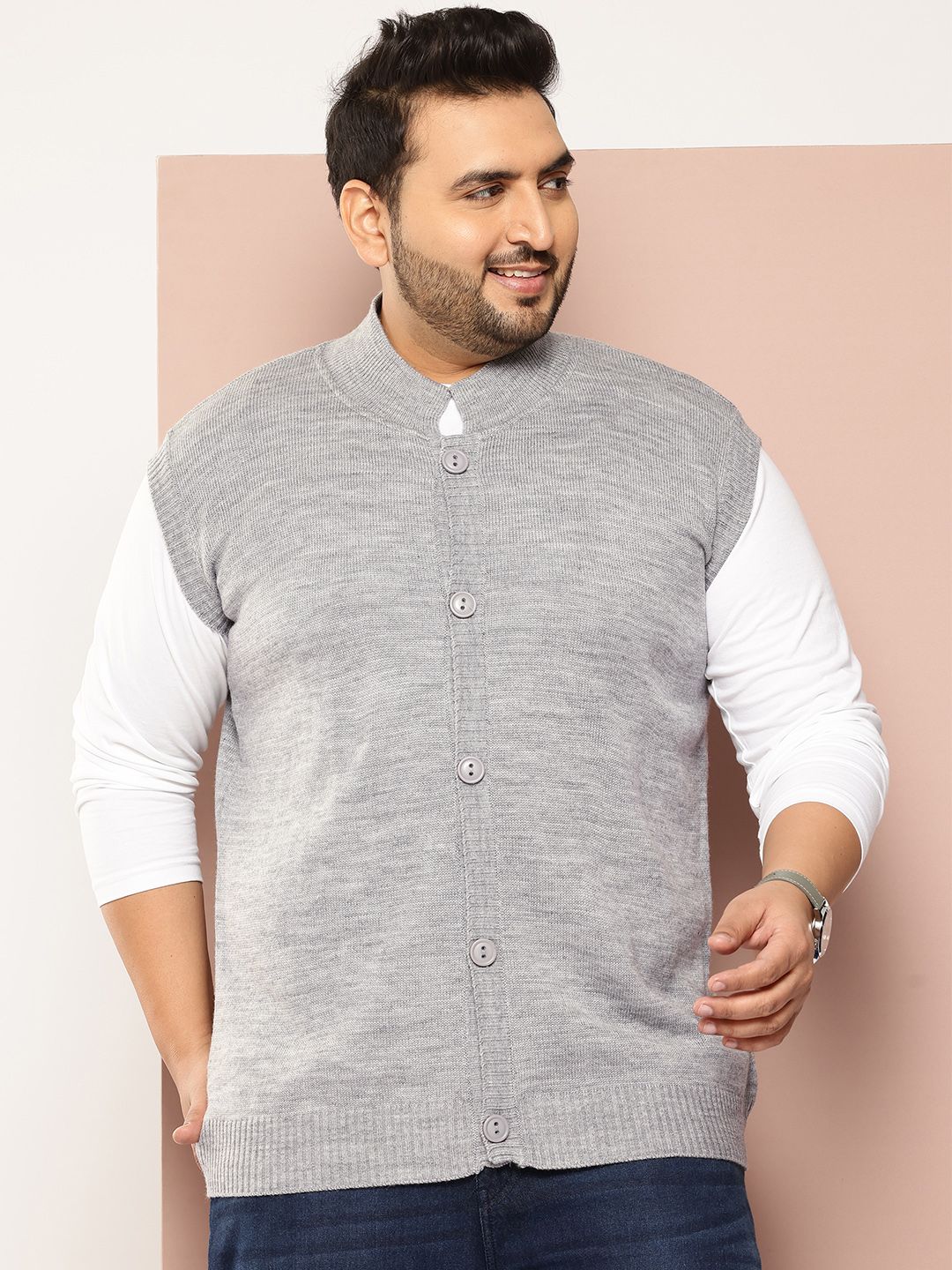 Sztori Plus Size Sleeveless Acrylic Cardigan-picture-28
