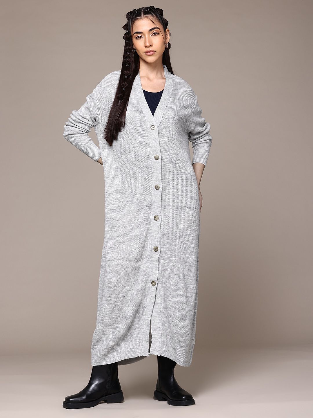 Roadster The Lifestyle Co. Acrylic Longline Front-Open Sweater-picture-29