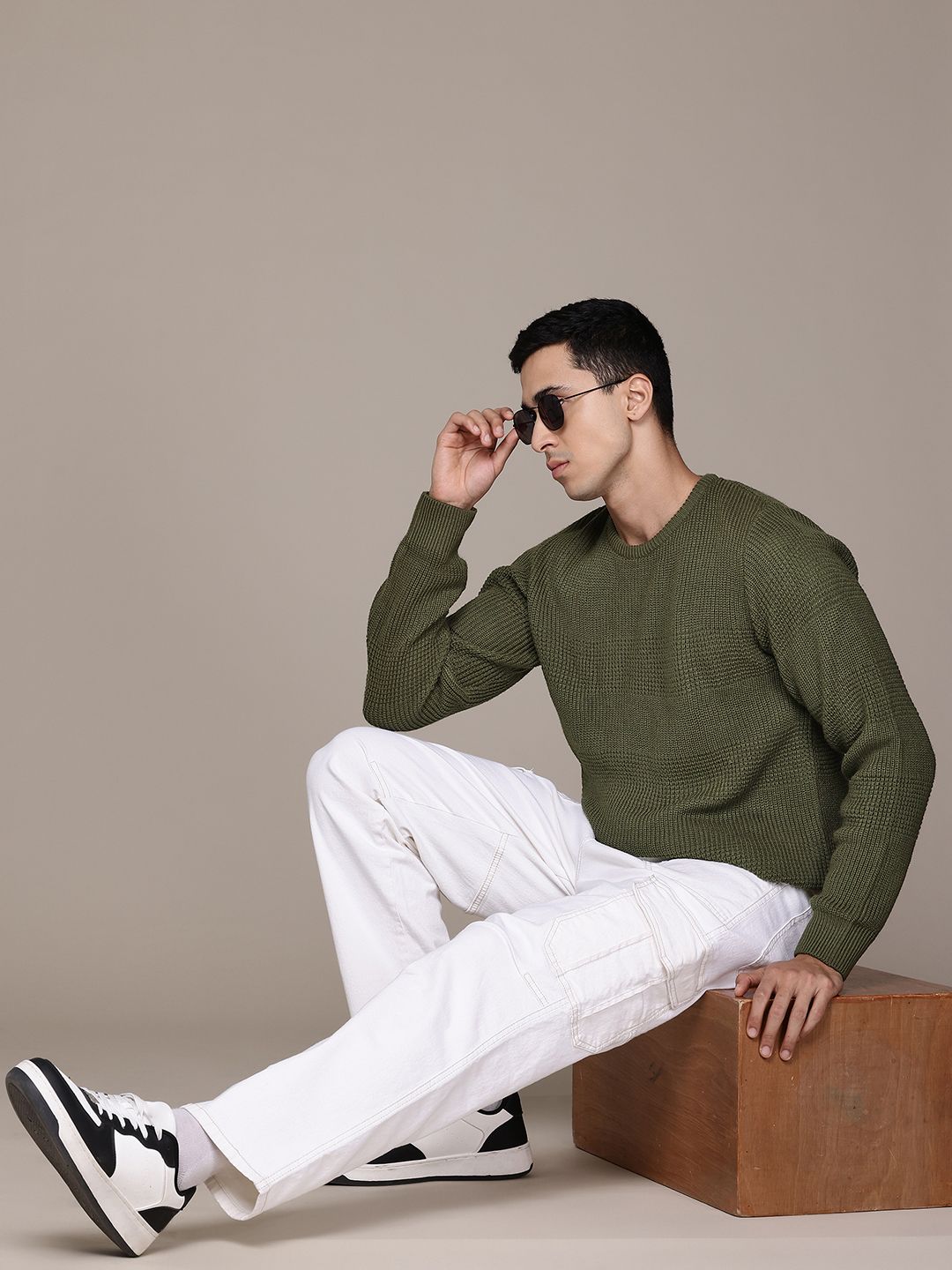 Buy Roadster The Lifestyle Co. Acrylic Self Design Pullover - Sweaters ...