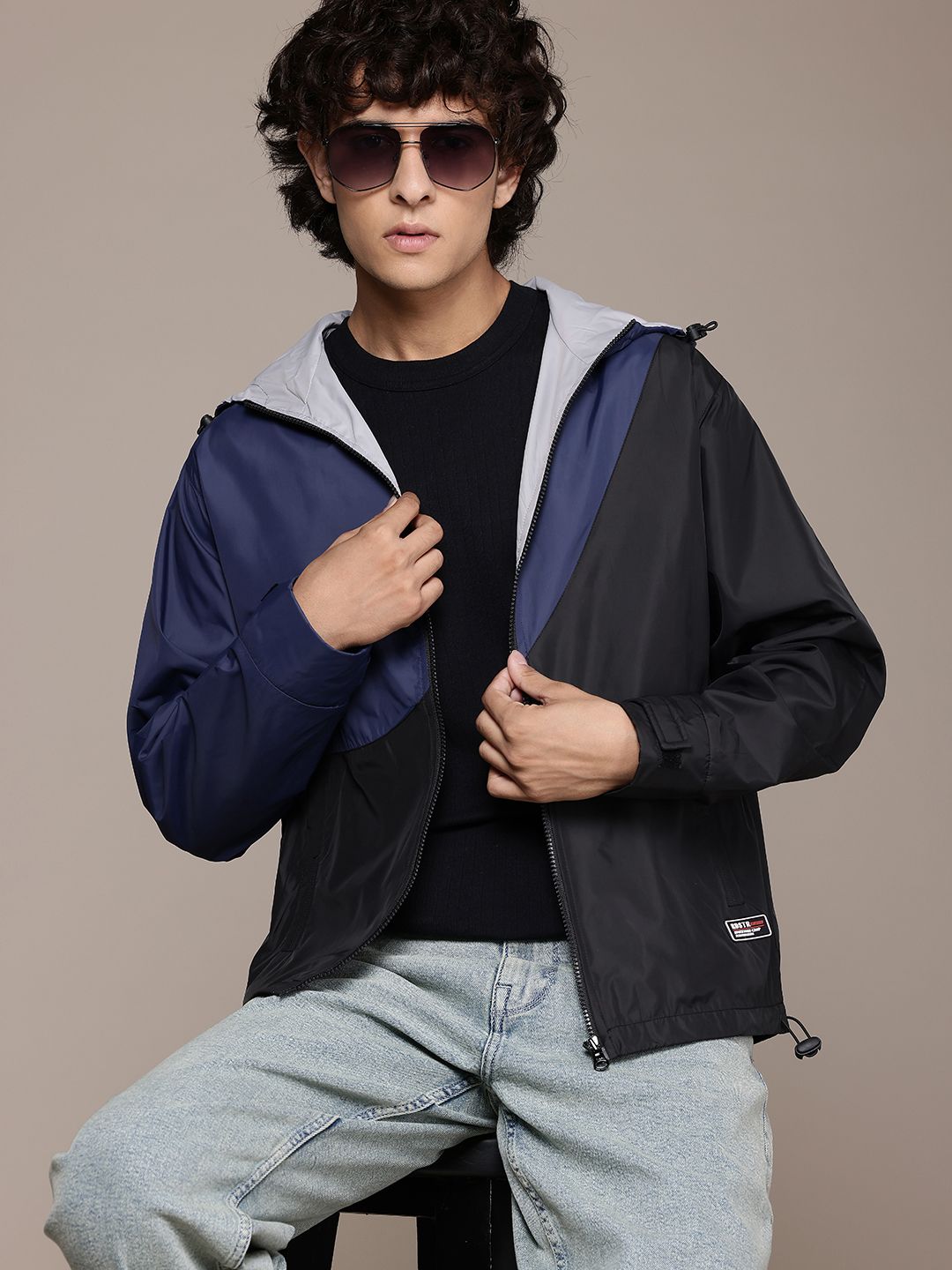 Roadster The Life Co. Colourblocked Tailored Hooded Jacket-picture-22