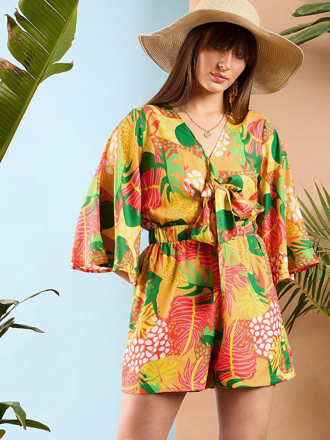 SASSAFRAS Floral Printed V-Neck Playsuit-picture-12