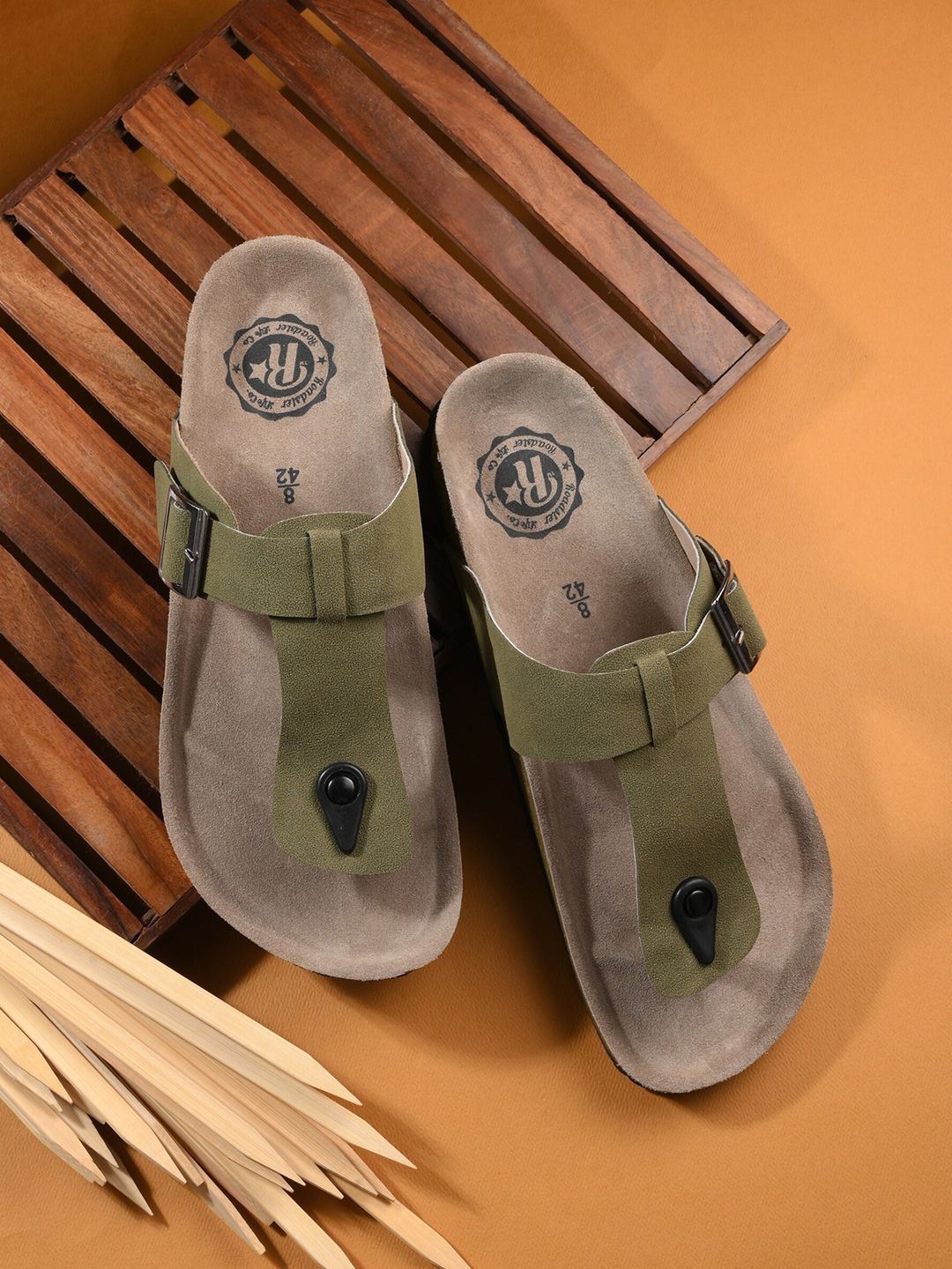 The Roadster Lifestyle Co. Men Green Slip-On Comfort Sandals-picture-32