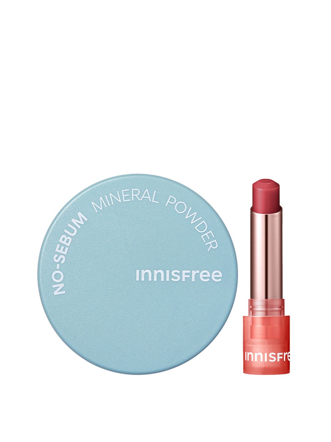 Innisfree Set of No-Sebum Mineral Powder & Dewy Tint Lip Balm - Rose Brick 4-image-11