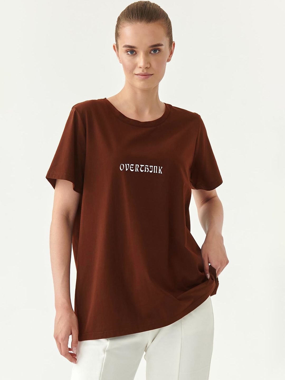 MISCHIEF MONKEY Typography Printed Round Neck Pure Cotton Oversized T-shirt-picture-37