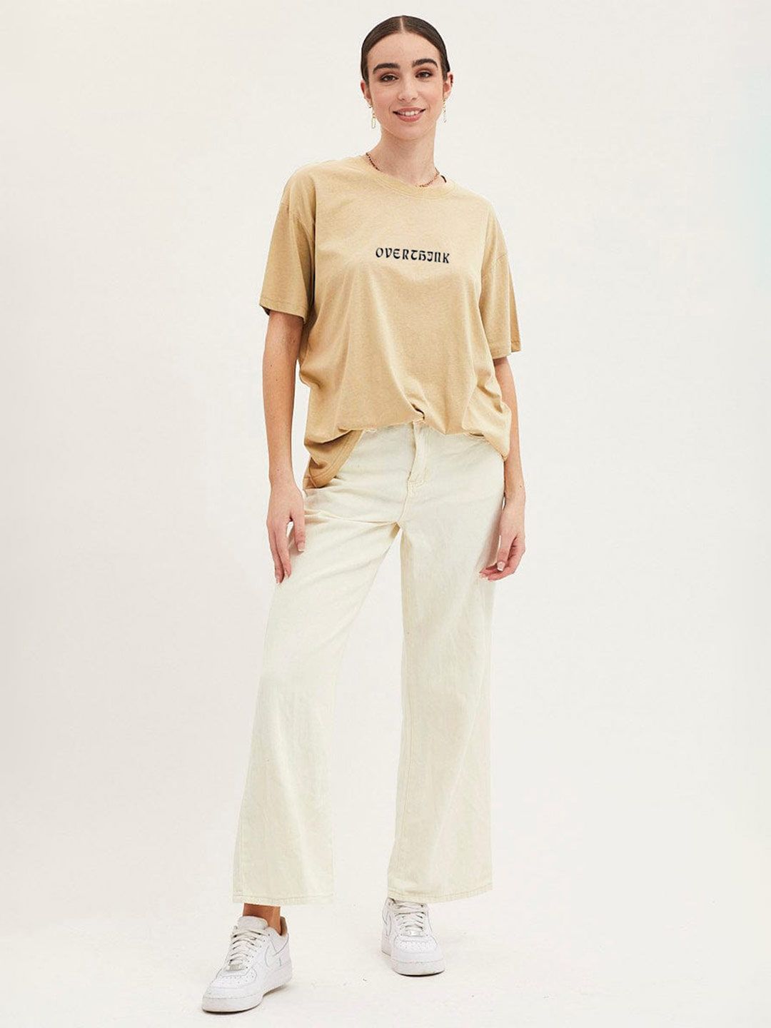 MISCHIEF MONKEY Typography Printed Round Neck Pure Cotton Oversized T-shirt-picture-21