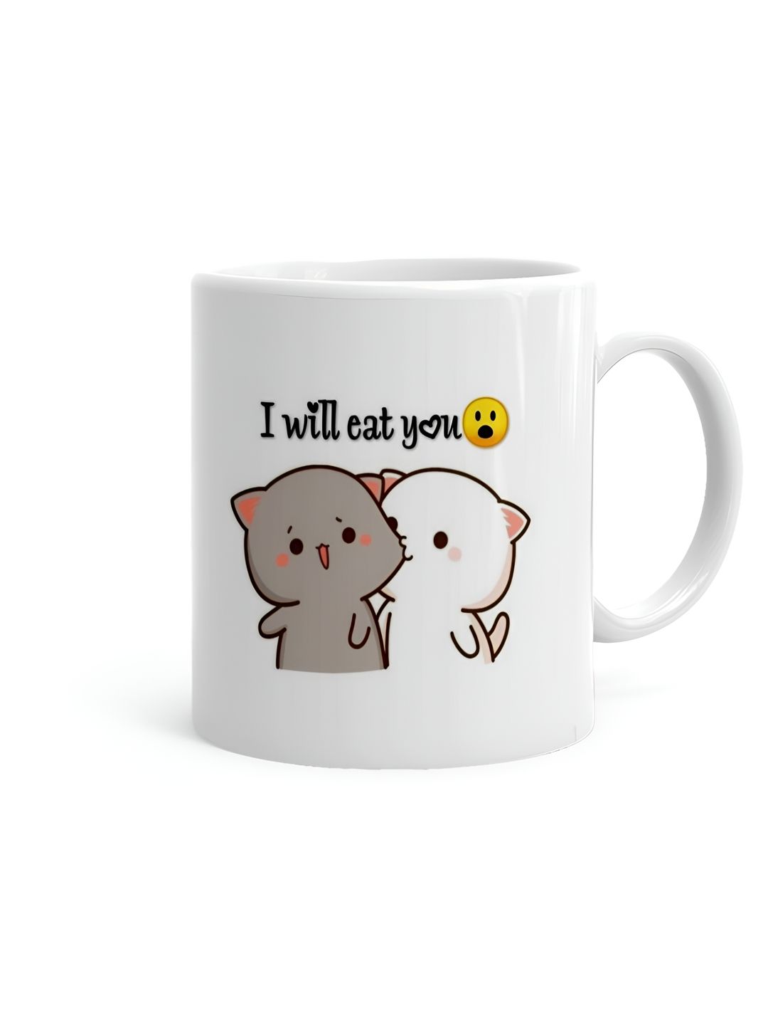 Khakee White & Grey Printed Microwave Safe Ceramic Glossy Mug 325 ml-image-4