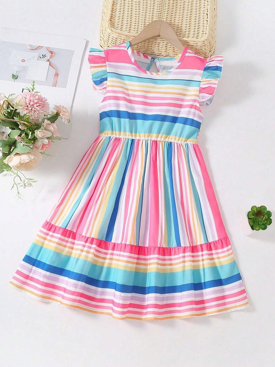 BAESD Girls Striped Fit & Flare Cotton Dress-picture-34