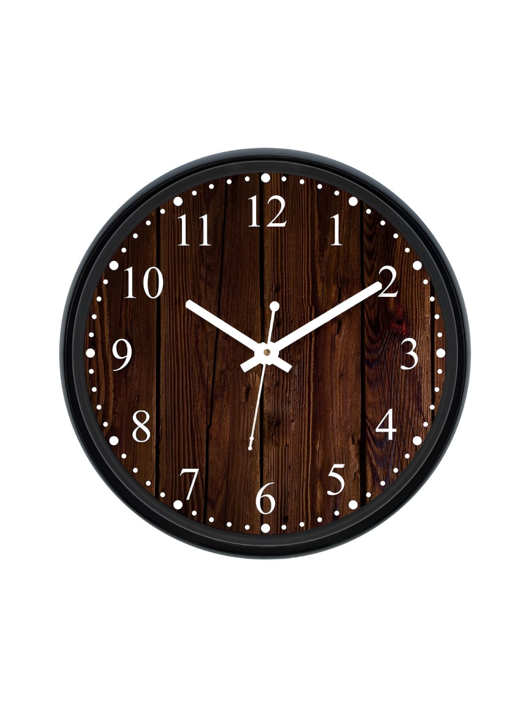 Aura Brown & White Textured Analogue Wall Clock-image-2
