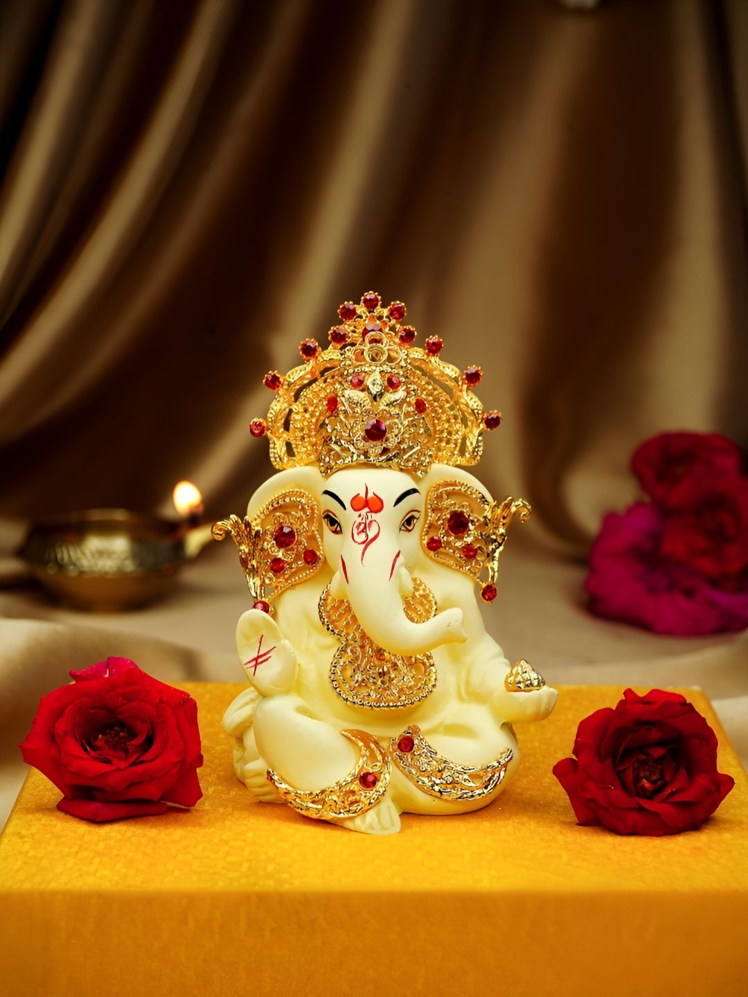 Ekhasa Off White Small Ganesh Idol Religious Showpiece-picture-33