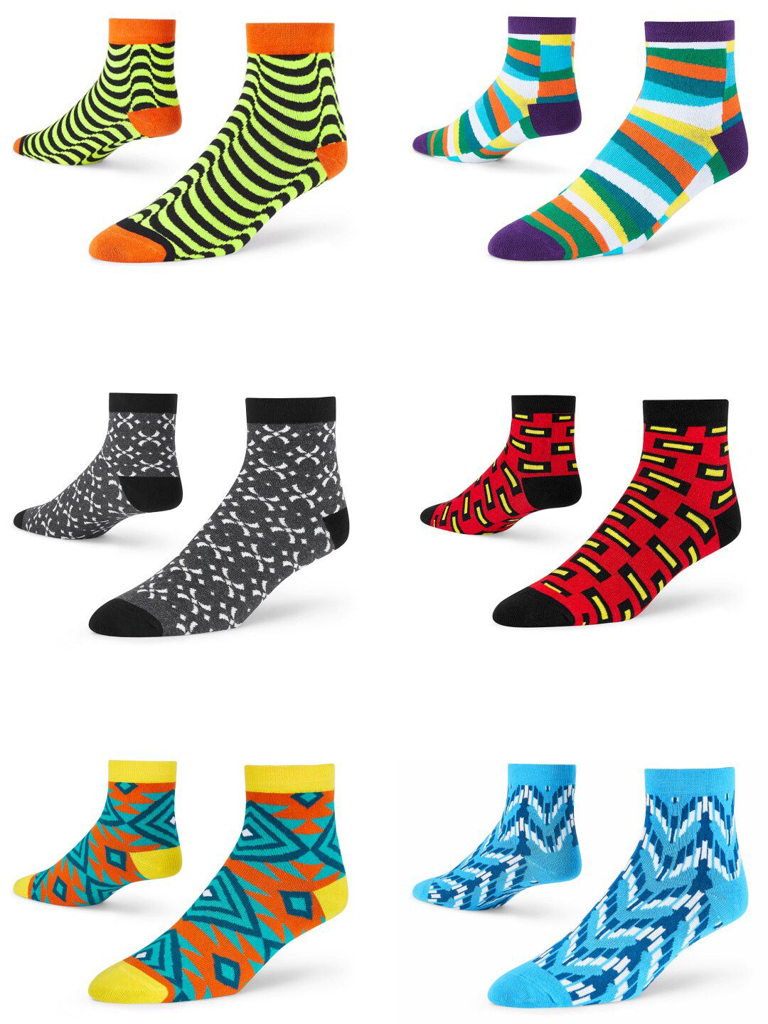 Dynamocks Pack of 6 Patterned Ankle-Length Socks-picture-52