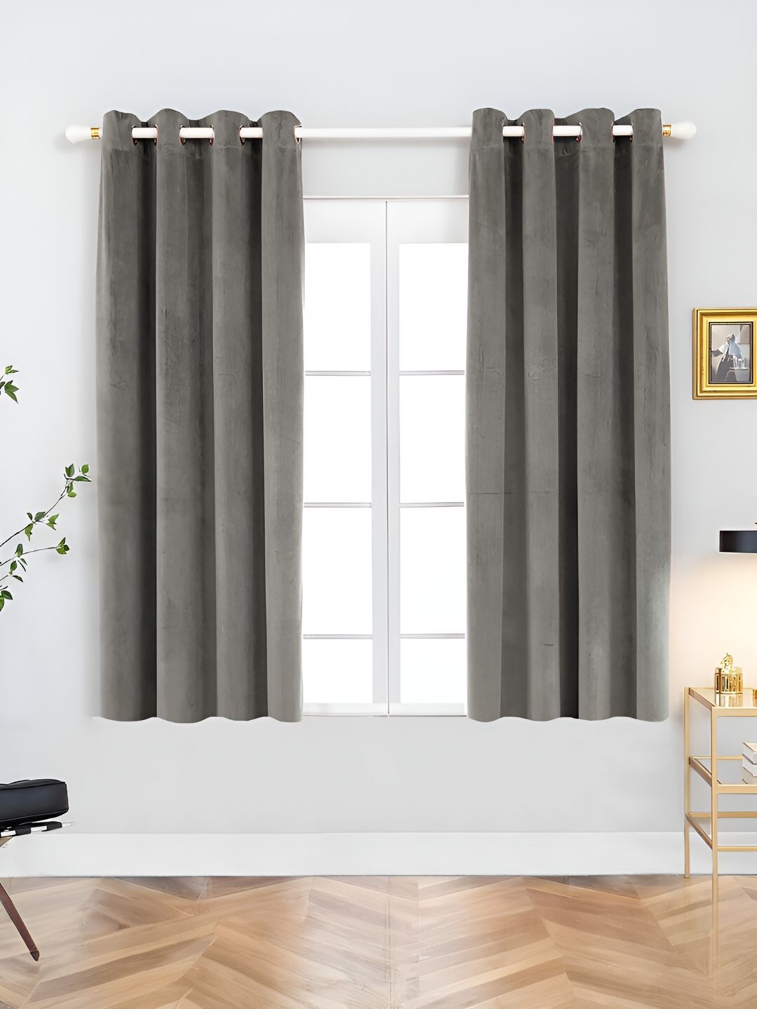 Aura Grey 2 Pieces Room Darkening Window Curtain-image-1