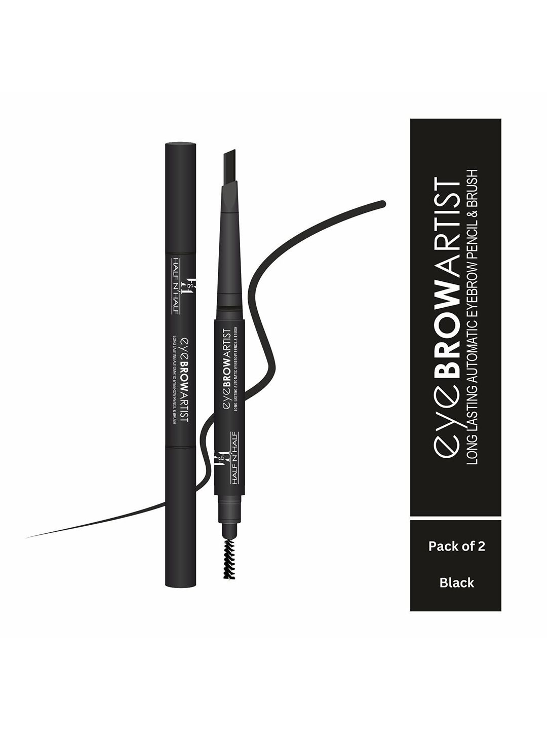 Half N Half Eyebrow Artist Set Of 2 Long Lasting Automatic Pencil - 0.4g Each - Black-picture-21