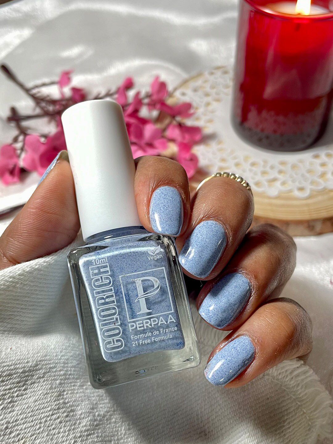PERPAA Colorich Formule De France 21 Free Formula Nail Polish - 10ml - Texture Blue-image-33