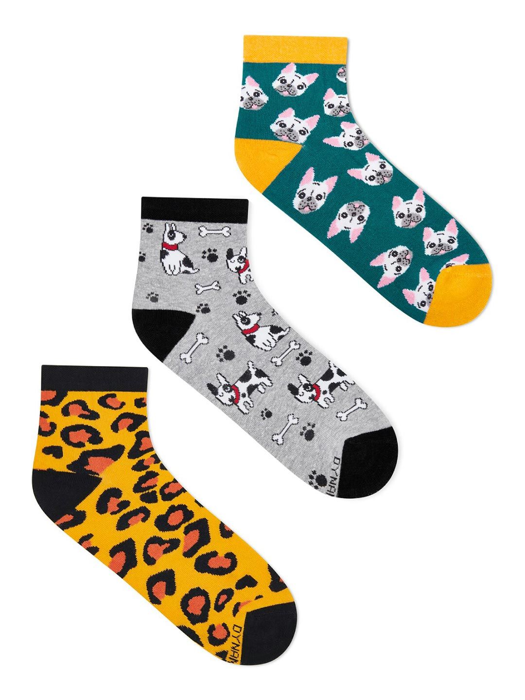 Dynamocks Unisex Pack of 3 Patterned Anti-Microbial Ankle-Length Socks-picture-19