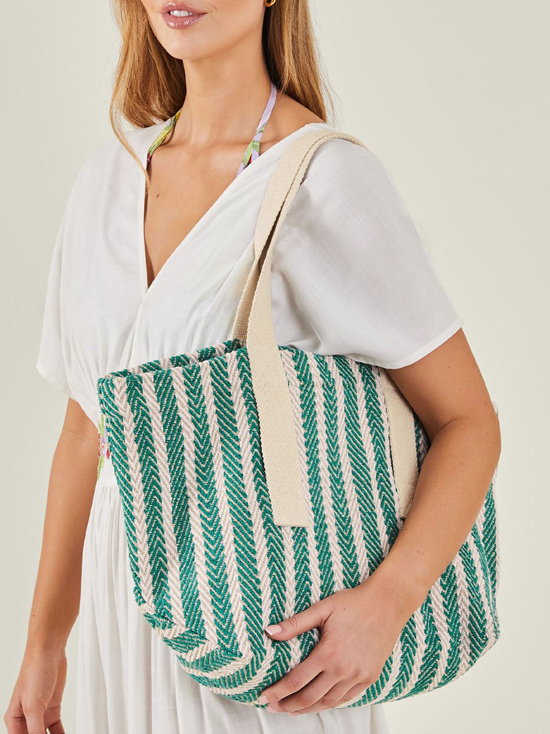 Accessorize Striped Oversized Structured Cotton Shoulder Bag-picture-18