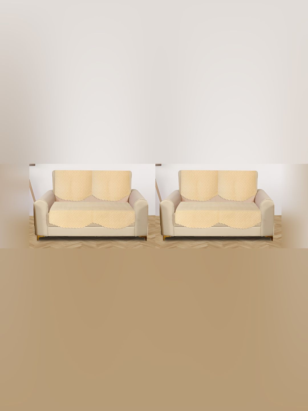 RRC Cream-Coloured 8 PIeces Velvet  4 Seater Sofa Cover-picture-43